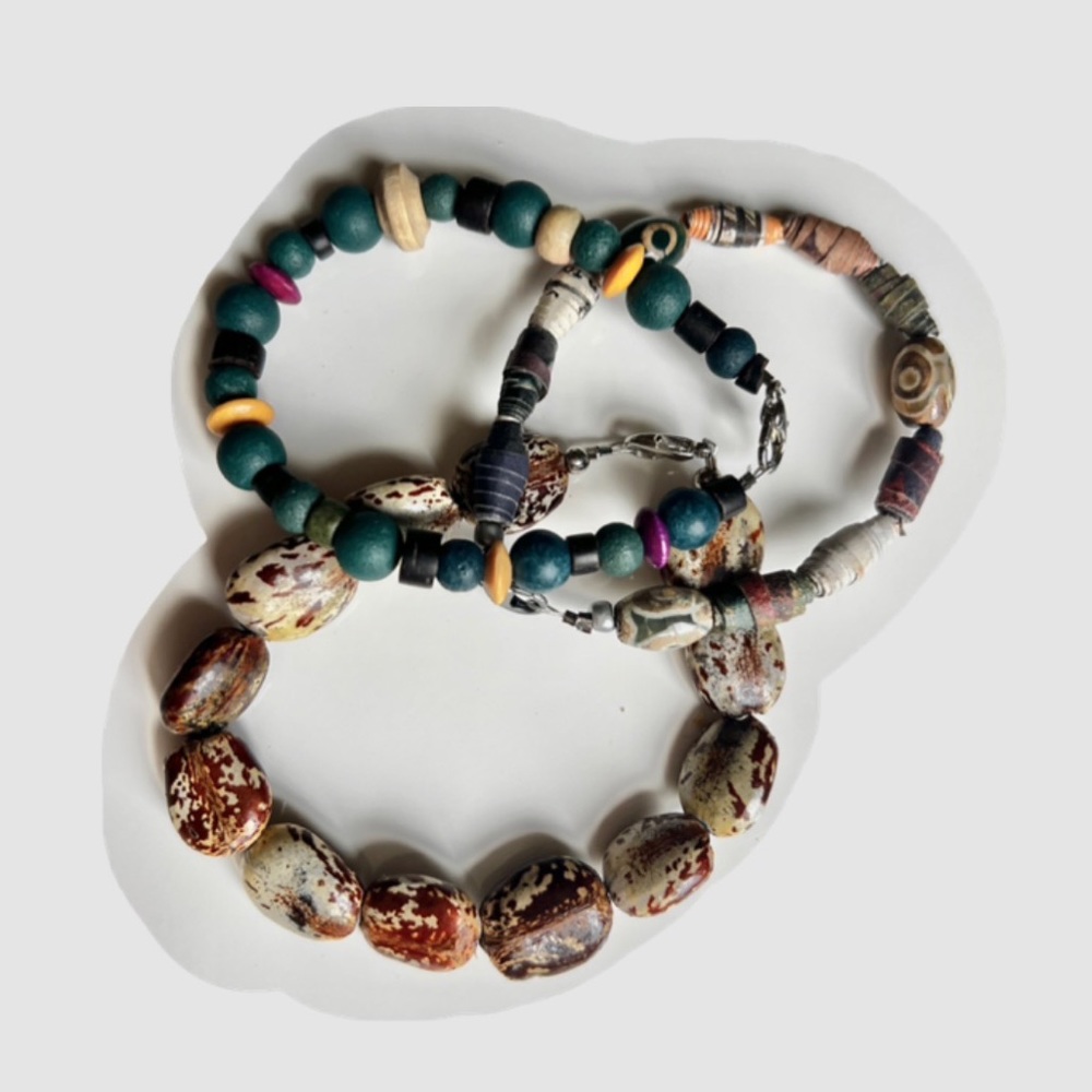 RECYCLED MATERIALS Beaded Bracelet Set